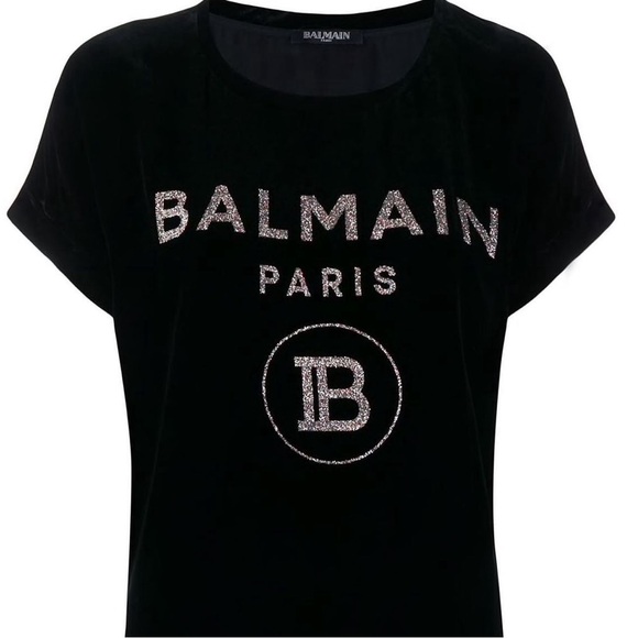 BALMAIN Velvet glitter logo top - Picture 1 of 10